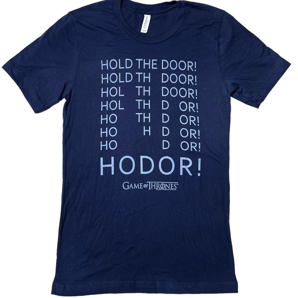 NWOT Hodor Hold the Door Game of Thrones Graphic T-Shirt Navy Unisex Sz S